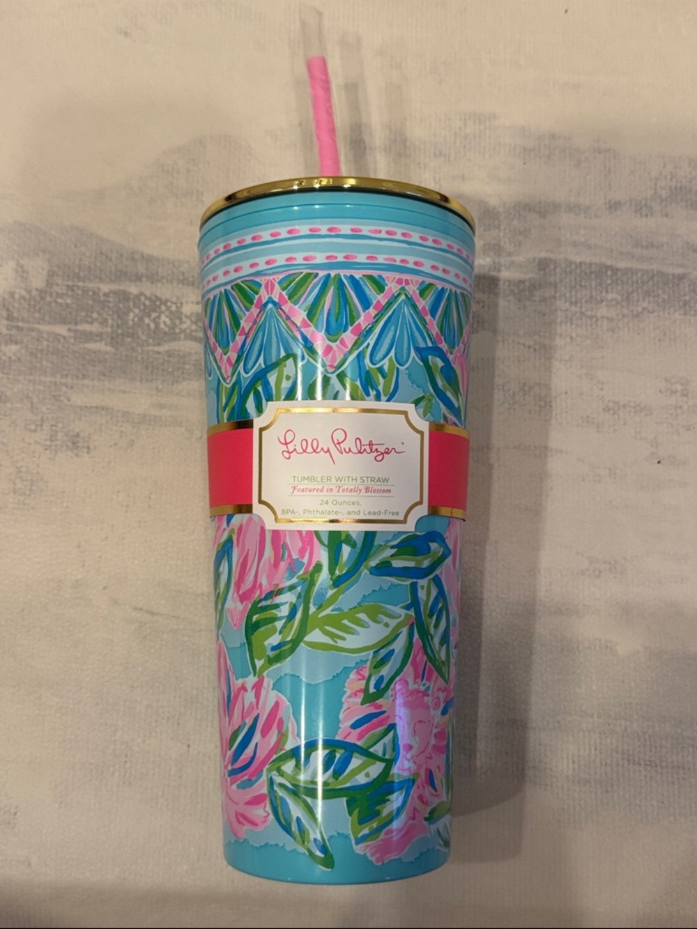 NWT Lilly Pulitzer Tumbler With Straw - Totally Blossom